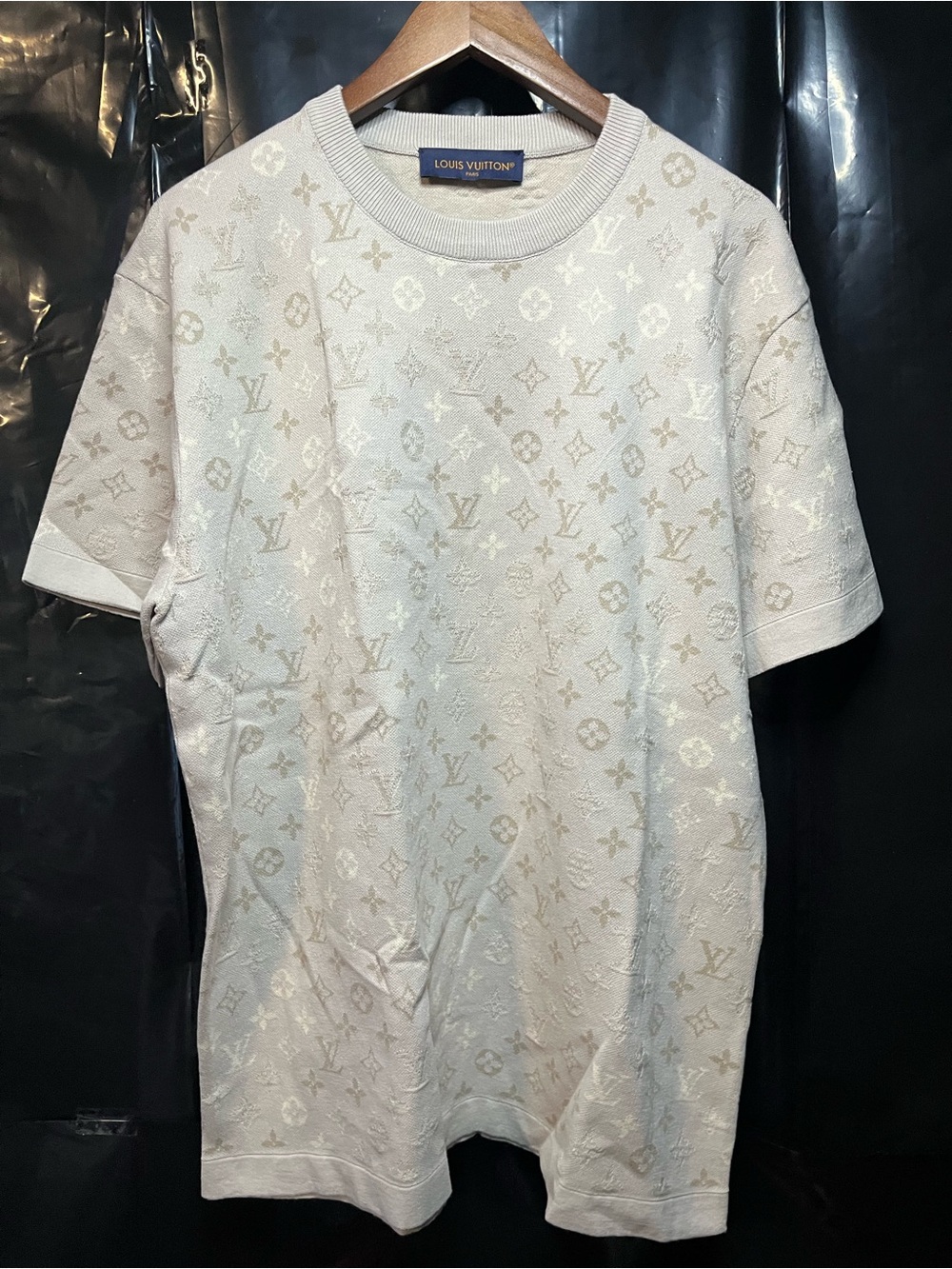 Louis Vuitton Short Sleeve Monogram Crewneck T-Shirt in Light Taupe and Ivory